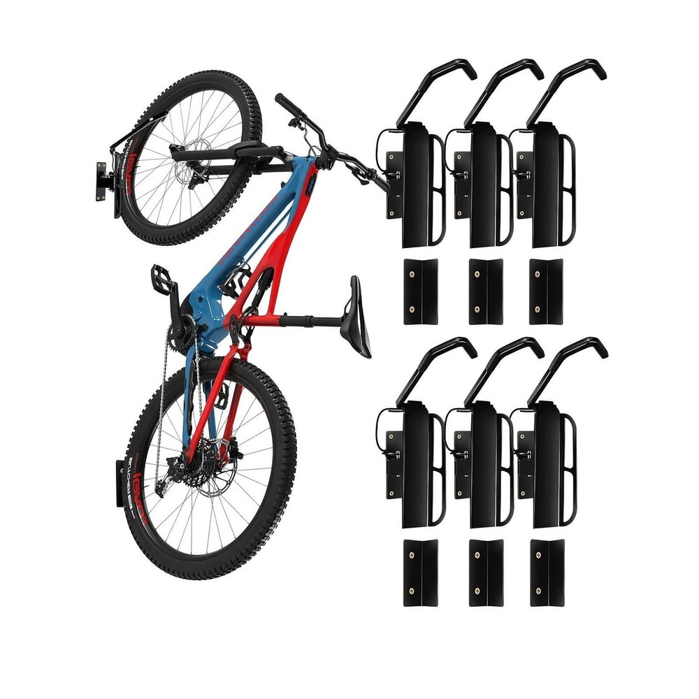 6 Pcs Wall Mount Bike Rack 180 Degrees Swivel Bike Hanger Hooks for Garage Space